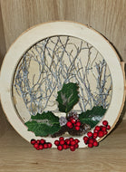 Wooden Holly & Berries Light up Decoration