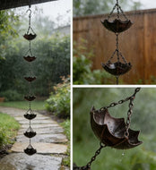 Umbrella shaped metal rain chain 94cm
