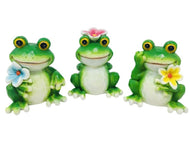 Sitting Frog with Flower 10cm