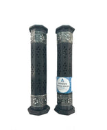 Wooden Incense Towe Black W/Flowers 30cm